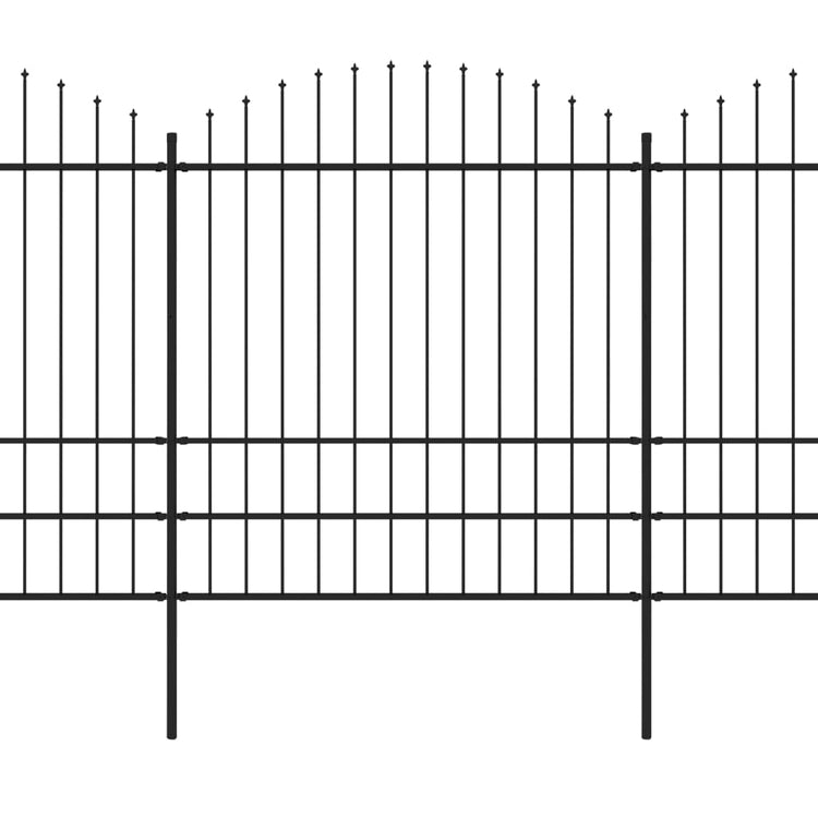 Vidaxl Garden Fence with Spears Top (1,75-2) x11,9 m en acier noir