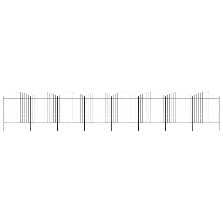 Vidaxl Garden Fence with Spears Top (1,75-2) x13,6 m en acier noir