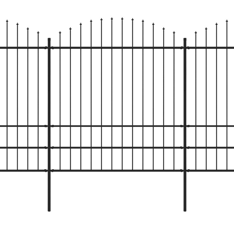 Vidaxl Garden Fence with Spears Top (1,75-2) x13,6 m en acier noir