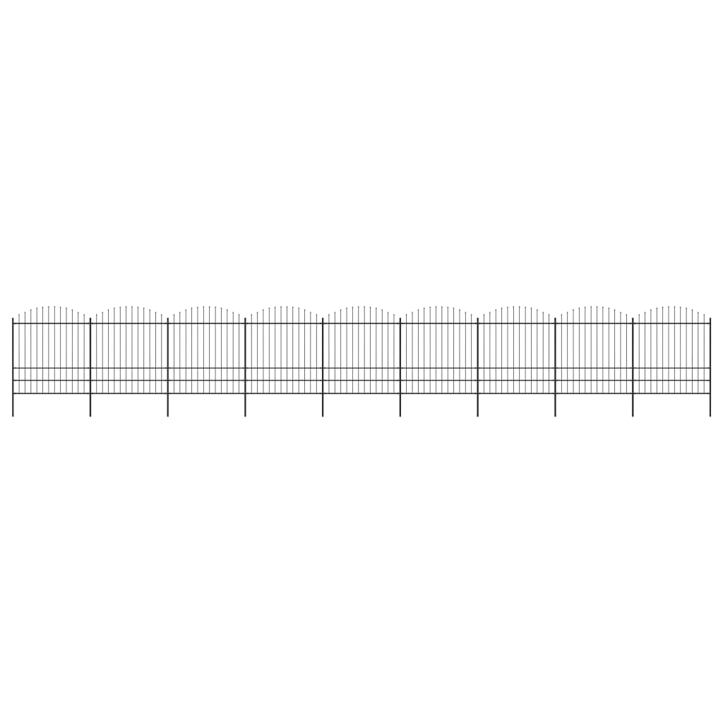 Clôture de jardin vidaxl avec haut de lance (1,75-2) x15,3 m en noire en acier