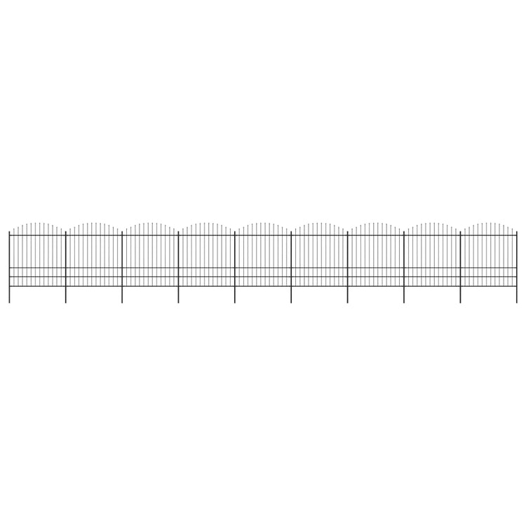 Clôture de jardin vidaxl avec haut de lance (1,75-2) x15,3 m en noire en acier