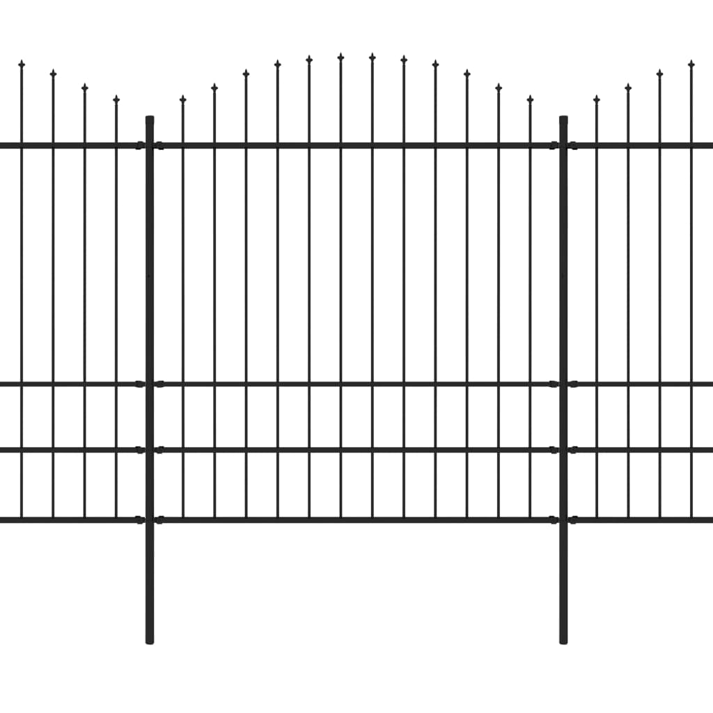 Clôture de jardin vidaxl avec haut de lance (1,75-2) x15,3 m en noire en acier