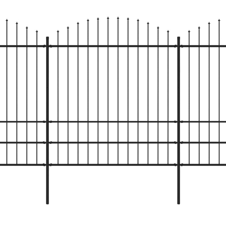 Clôture de jardin vidaxl avec haut de lance (1,75-2) x15,3 m en noire en acier