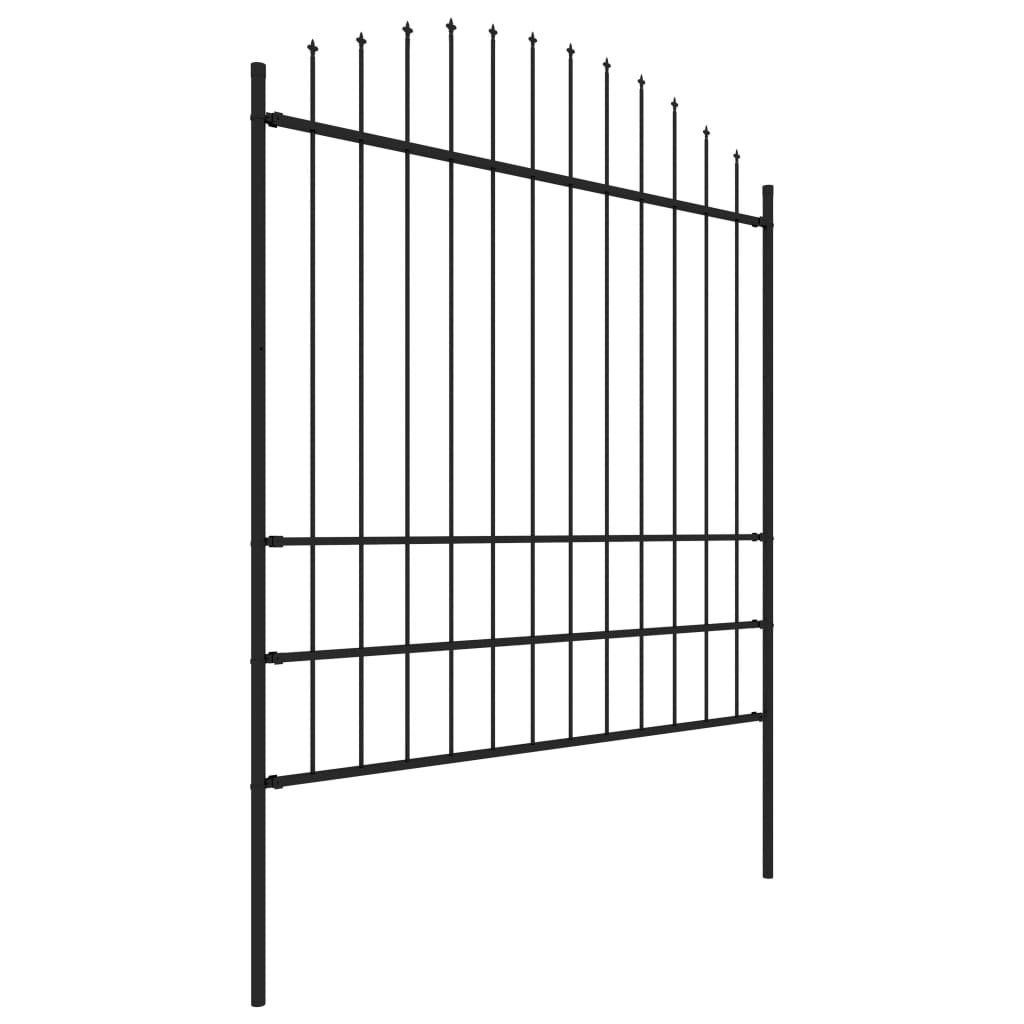 Clôture de jardin vidaxl avec haut de lance (1,75-2) x15,3 m en noire en acier