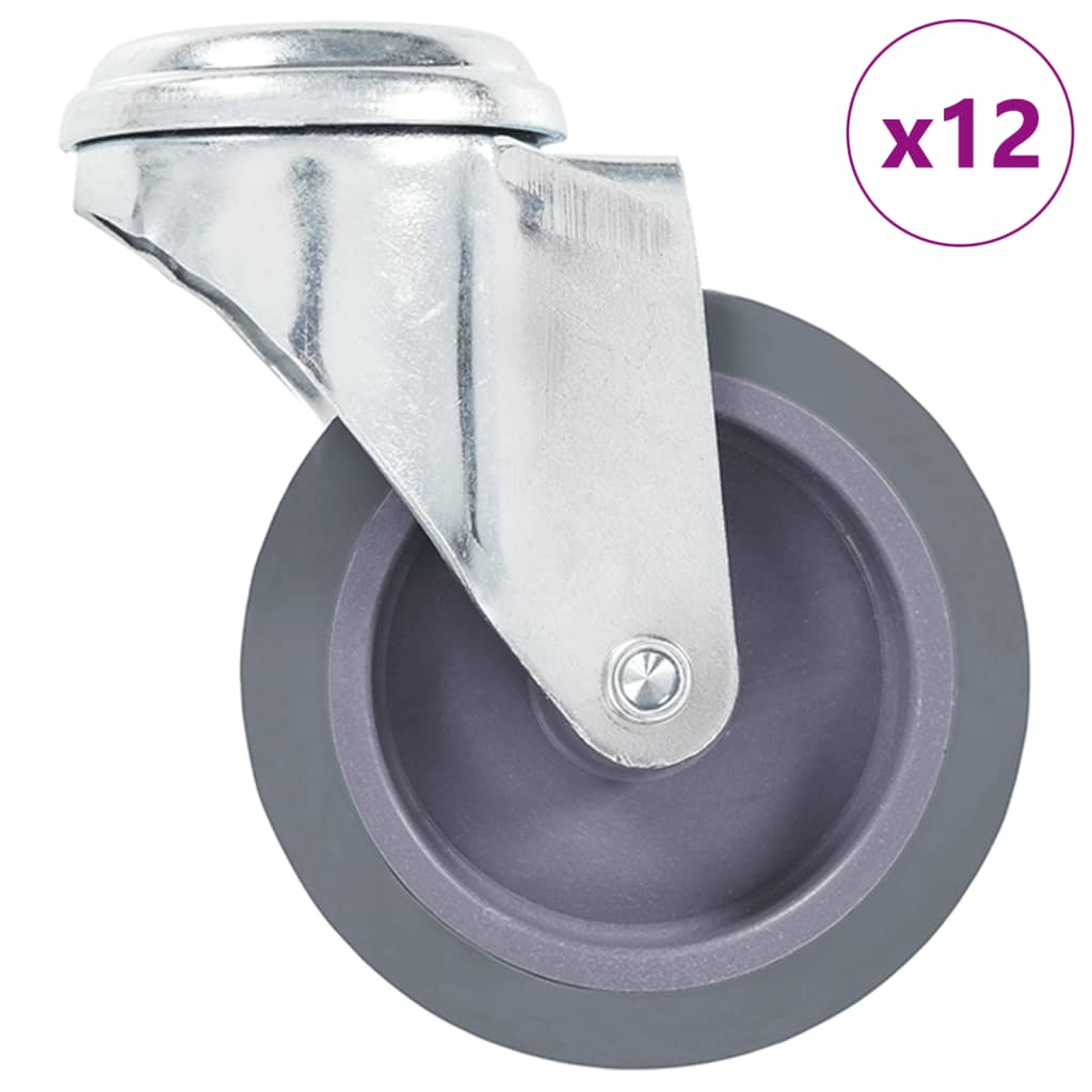 Vidaxl 12 pcs roulettes pivotantes avec trous de boulons 75 mm