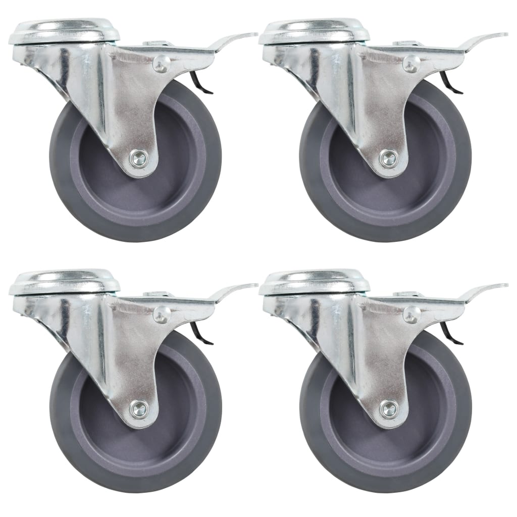 Vidaxl 8 st roues pivotantes avec trous de boulon 75 mm