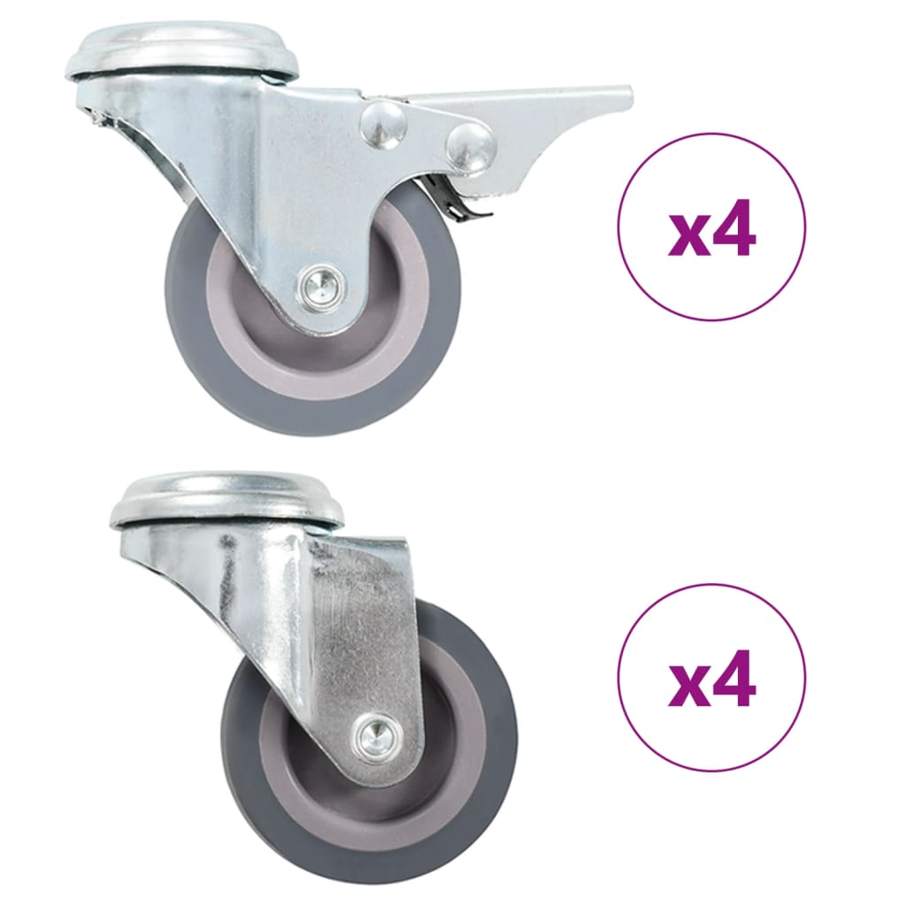 Vidaxl 8 st roues pivotantes avec trous de boulons 50 mm
