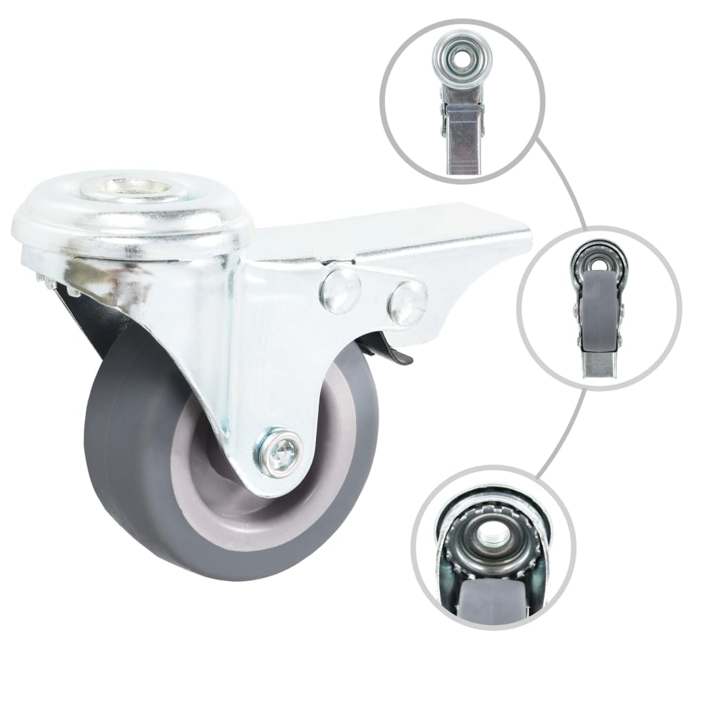 Vidaxl 8 st roues pivotantes avec trous de boulons 50 mm