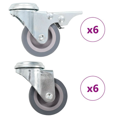 Vidaxl 12 st roues pivotantes avec trous de boulons 50 mm