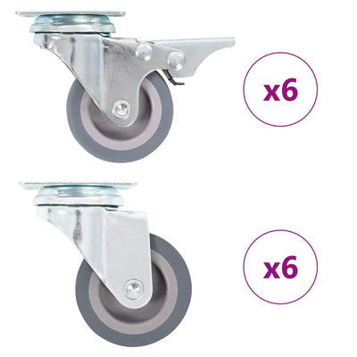 Vidaxl 12 st roues pivotantes 50 mm