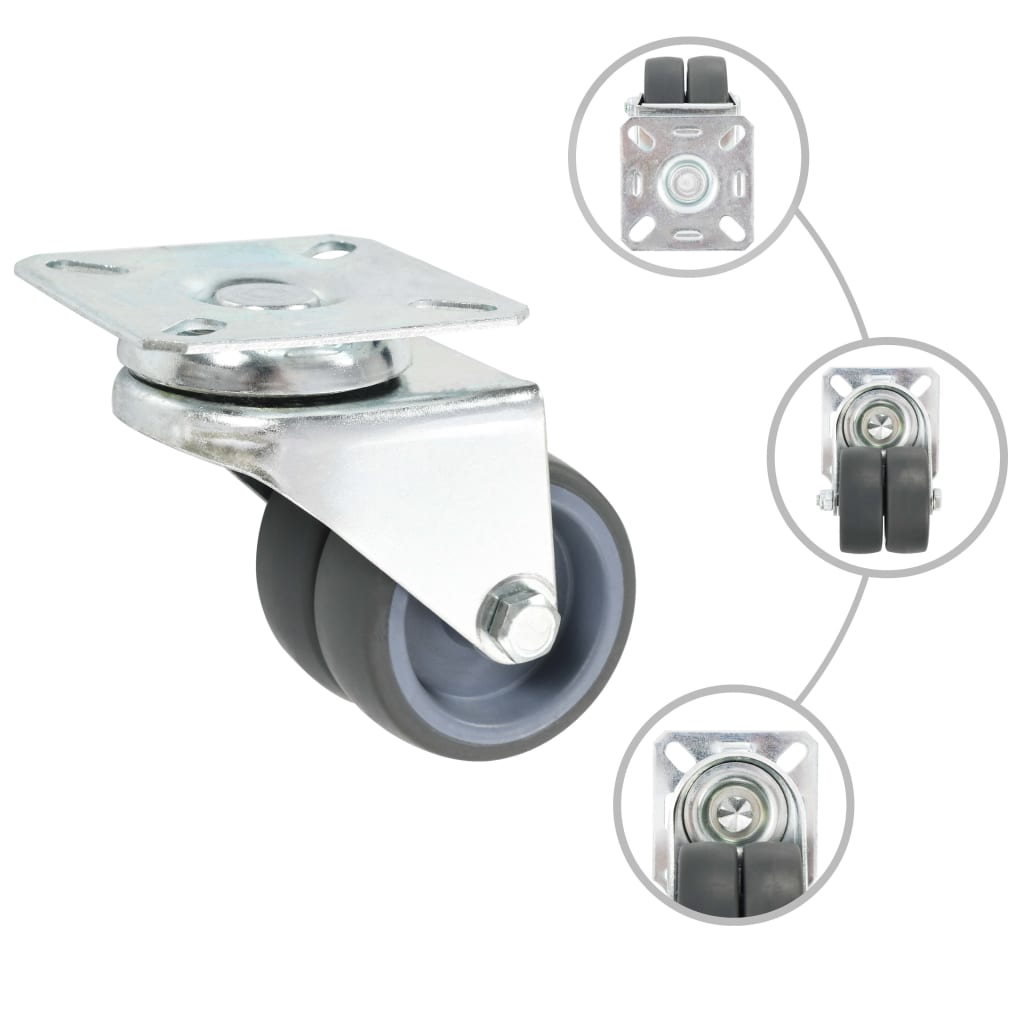 Vidaxx 12 pcs roulettes pivotantes doubles 50 mm