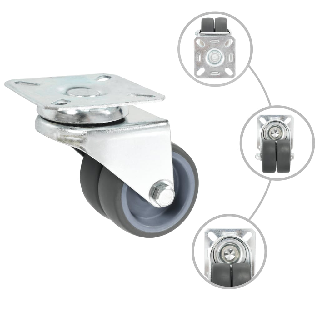 Vidaxl 16 pcs roulettes pivotantes doubles 50 mm