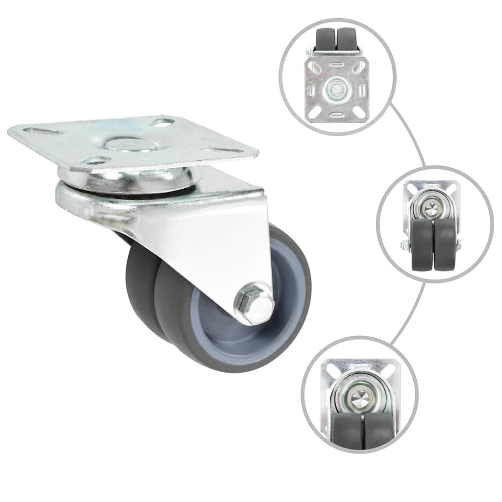 VidaXL 32 pcs roulettes pivotantes doubles 50 mm