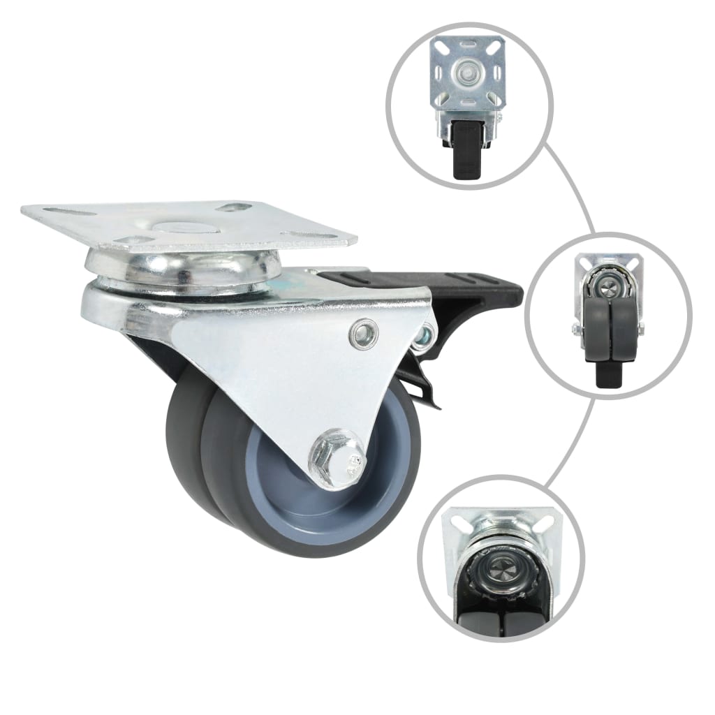 Vidaxl 8 st roues pivotantes double 50 mm