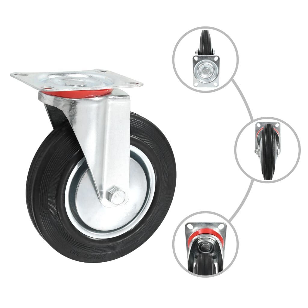 Vidaxxl 8 pcs roues pivotantes 200 mm