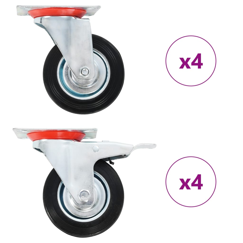 Vidaxl 8 st roues pivotantes 100 mm