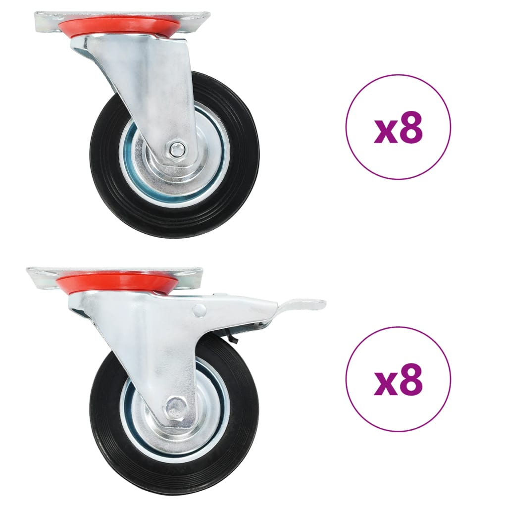 Vidaxl 16 st pivotant des roues 100 mm