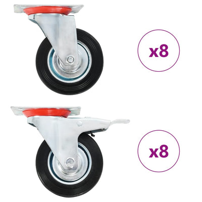 Vidaxl 16 st pivotant des roues 100 mm