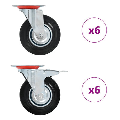 Vidaxl 12 st roues pivotantes 125 mm