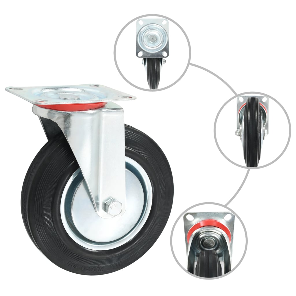 Vidaxxl 8 pcs roues pivotantes 200 mm