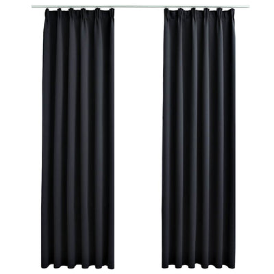 Vidaxl rideaux occlusion avec crochets 2 st 140x225 cm noir