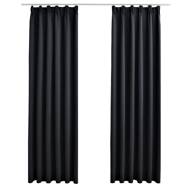 Vidaxl rideaux occlusion avec crochets 2 st 140x225 cm noir