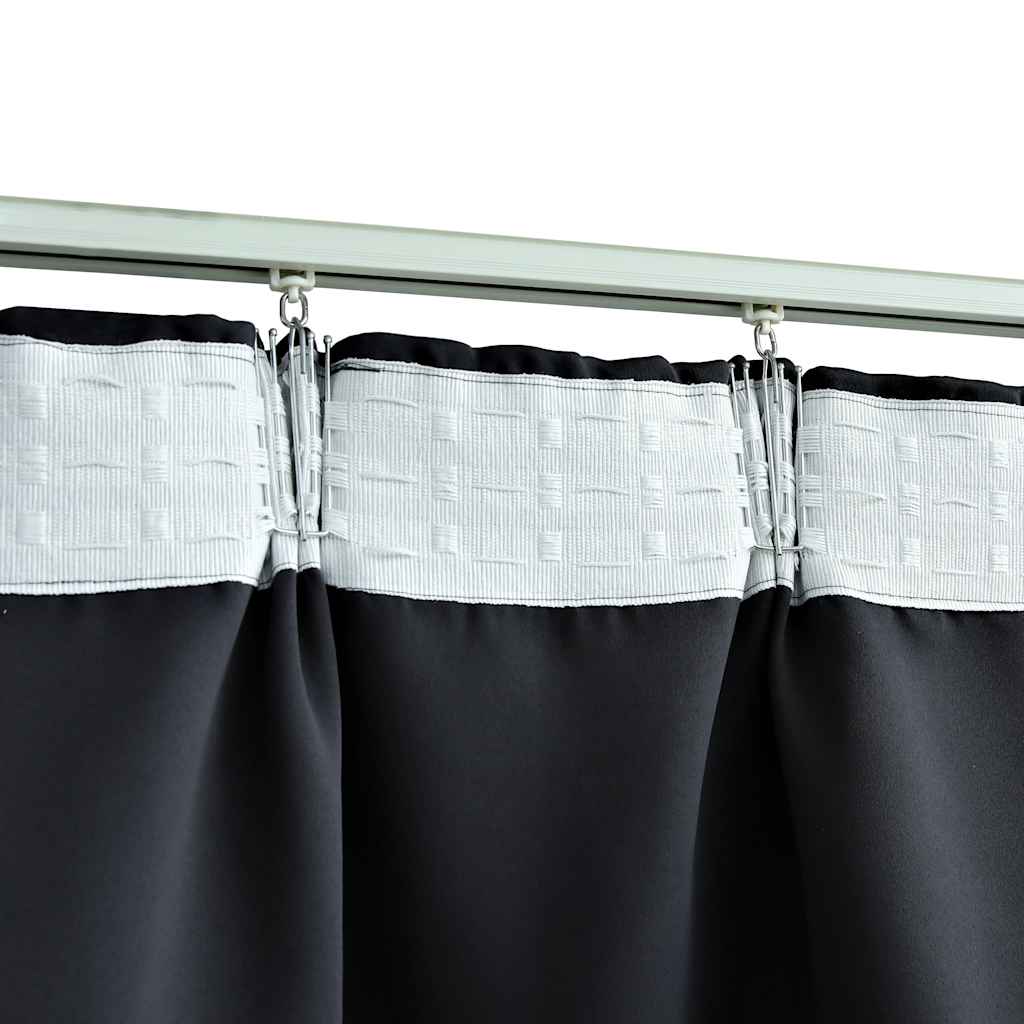 Vidaxl rideaux occlusion avec crochets 2 pcs 140x245 cm noir