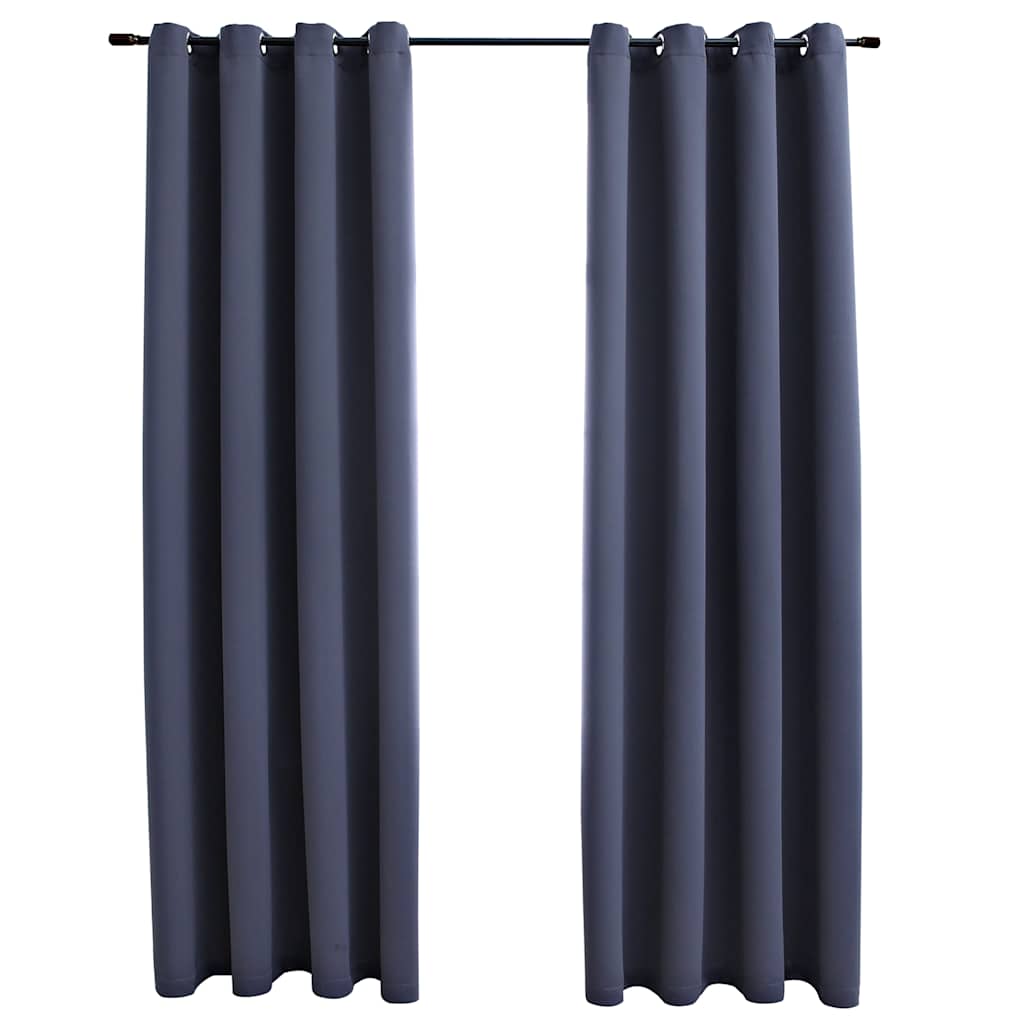 Vidaxx rideaux occultants avec anneaux 2 pcs 140x175 cm anthracite