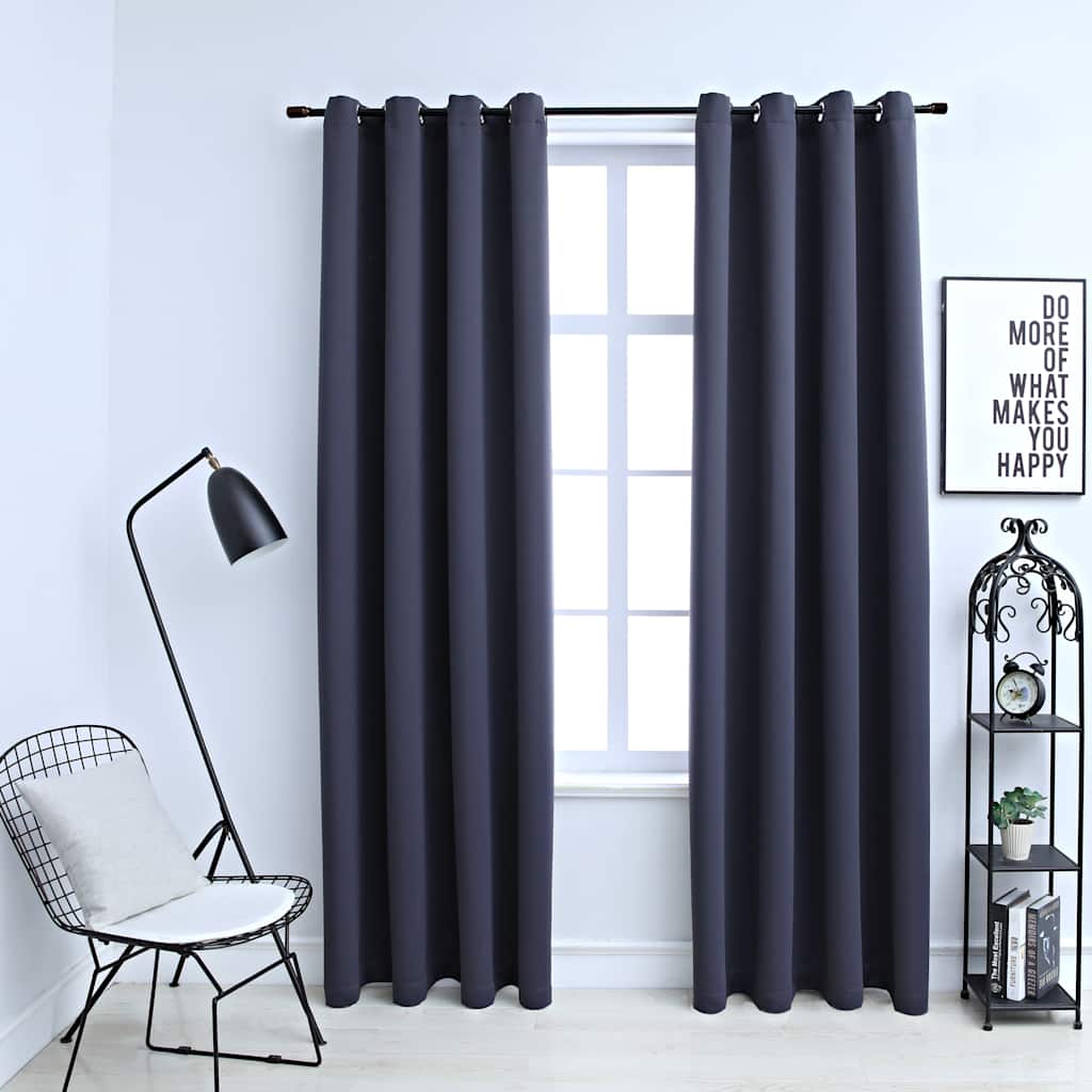 Vidaxx rideaux occultants avec anneaux 2 pcs 140x175 cm anthracite