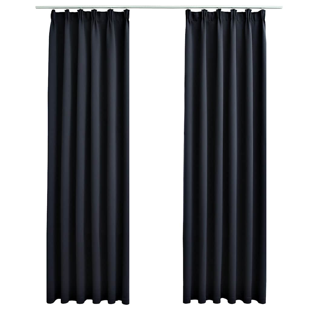 Vidaxl rideaux Blackout avec des crochets 2 st 140x175 cm anthracite