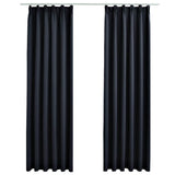 Vidaxl rideaux Blackout avec des crochets 2 st 140x175 cm anthracite - afbeelding 2