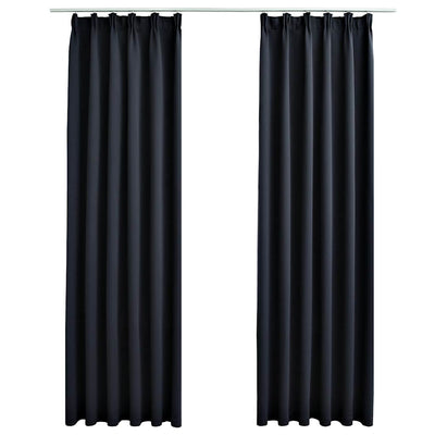 Vidaxl rideaux Blackout avec des crochets 2 st 140x175 cm anthracite