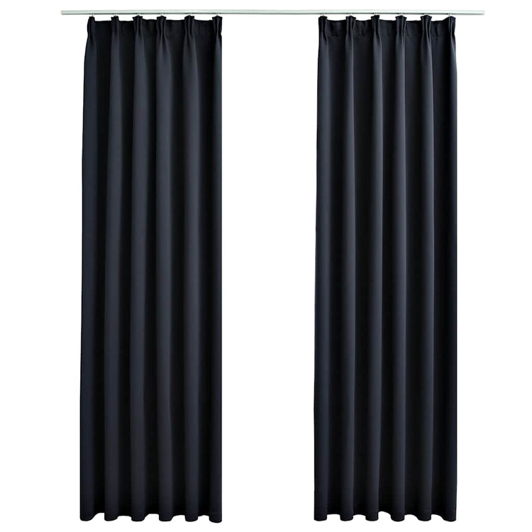 Vidaxl rideaux Blackout avec des crochets 2 st 140x175 cm anthracite
