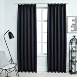 Vidaxl rideaux Blackout avec des crochets 2 st 140x175 cm anthracite - afbeelding 1