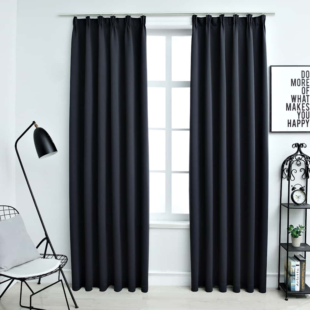 Vidaxl rideaux Blackout avec des crochets 2 st 140x175 cm anthracite