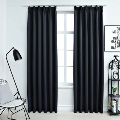 Vidaxl rideaux Blackout avec des crochets 2 st 140x175 cm anthracite