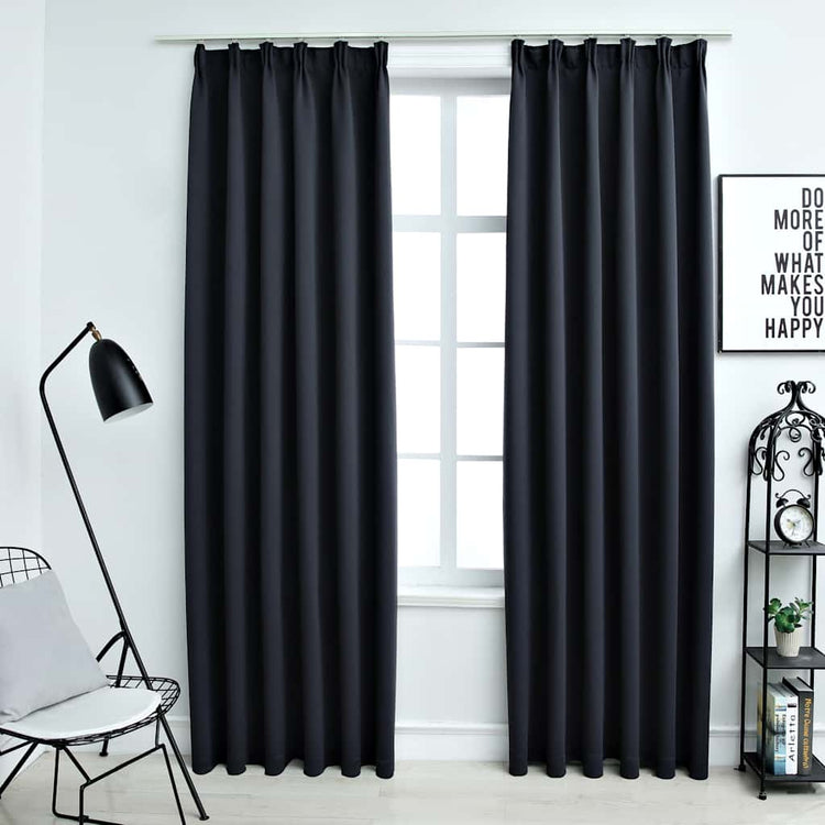 Vidaxl rideaux Blackout avec des crochets 2 st 140x175 cm anthracite
