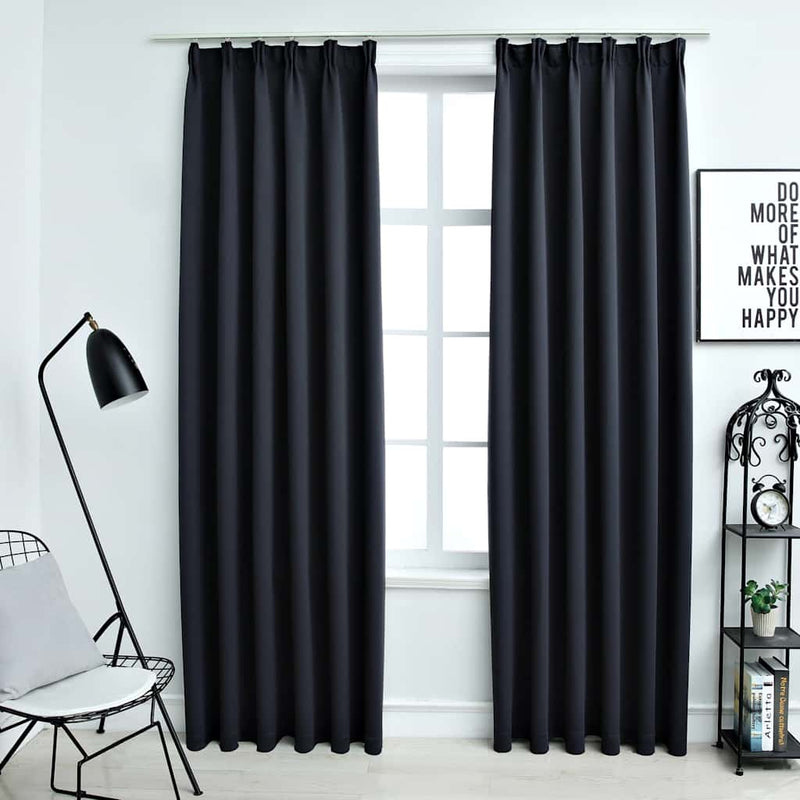 Vidaxl rideaux Blackout avec des crochets 2 st 140x175 cm anthracite