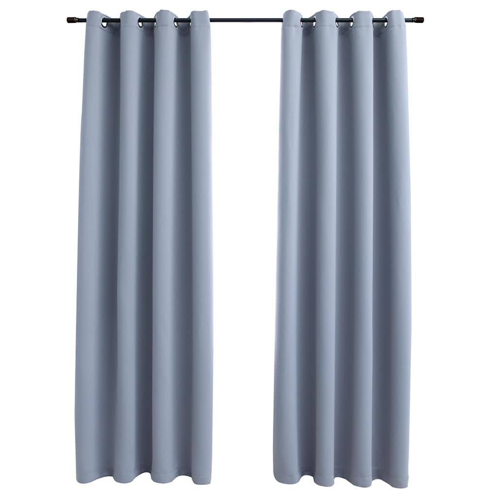 VidaXL rideau occultant avec anneaux métalliques 2 pcs 140x175 cm gris