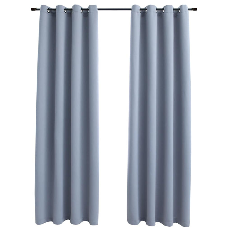 VidaXL rideau occultant avec anneaux métalliques 2 pcs 140x175 cm gris