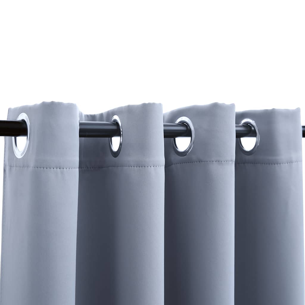 VidaXL rideau occultant avec anneaux métalliques 2 pcs 140x175 cm gris
