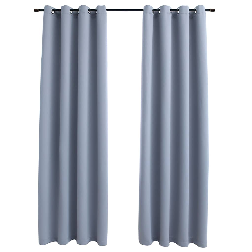 Vidaxl rideau occlusion avec anneaux en métal 2 st 140x245 cm gris