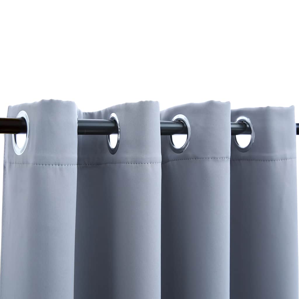 Vidaxl rideau occlusion avec anneaux en métal 2 st 140x245 cm gris