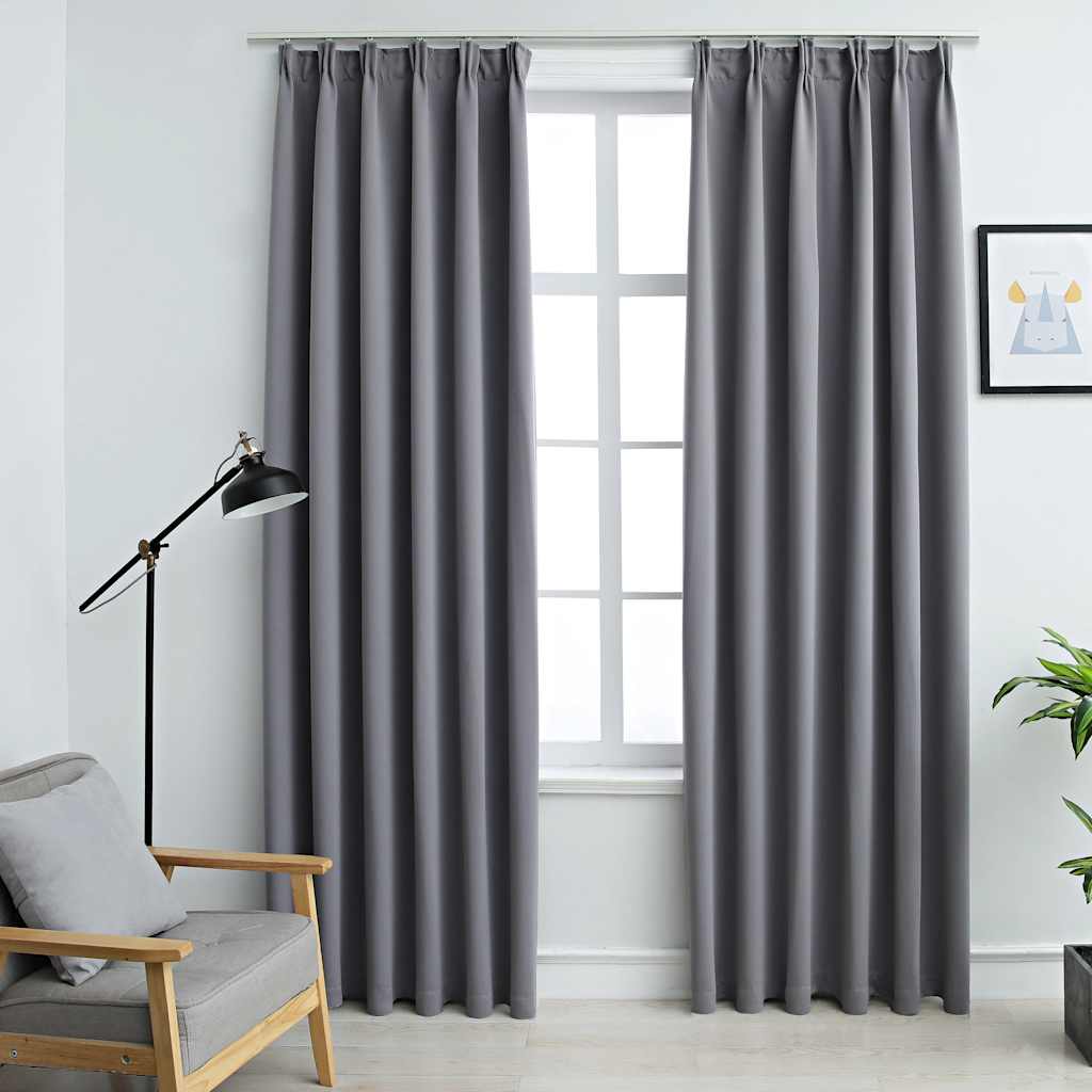 Vidaxl rideaux occlusion avec crochets 2 ST 140x175 cm gris