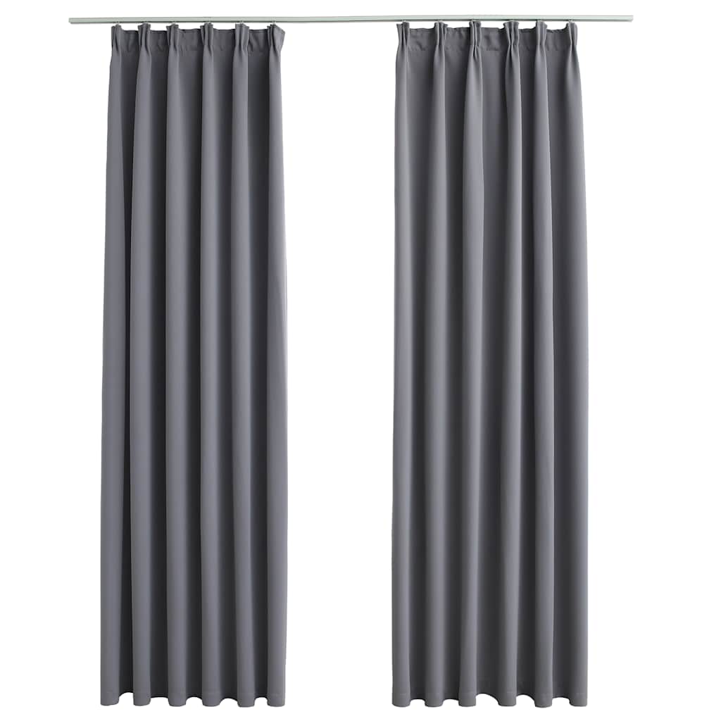 Vidaxl rideaux occlusion avec crochets 2 pcs 140x245 cm gris