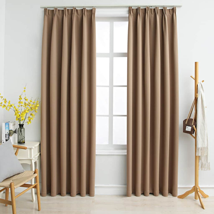 Vidaxl rideaux Blackout avec des crochets 2 PCS 140x225 cm taupe