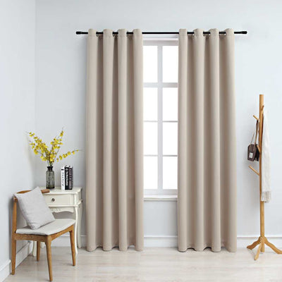 Vidaxl rideau accablant avec des anneaux métalliques 2 st 140x245 cm beige