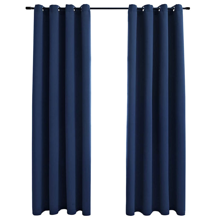 Rideau vidaxl accablant avec des anneaux en métal 2 st 140x225 cm bleu
