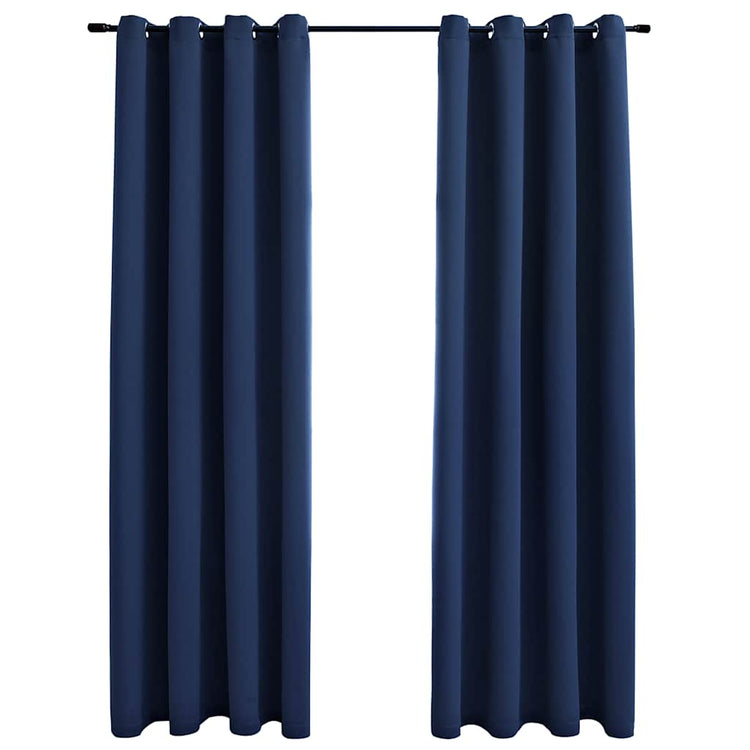 Rideau vidaxl accablant avec des anneaux métalliques 2 st 140x245 cm bleu