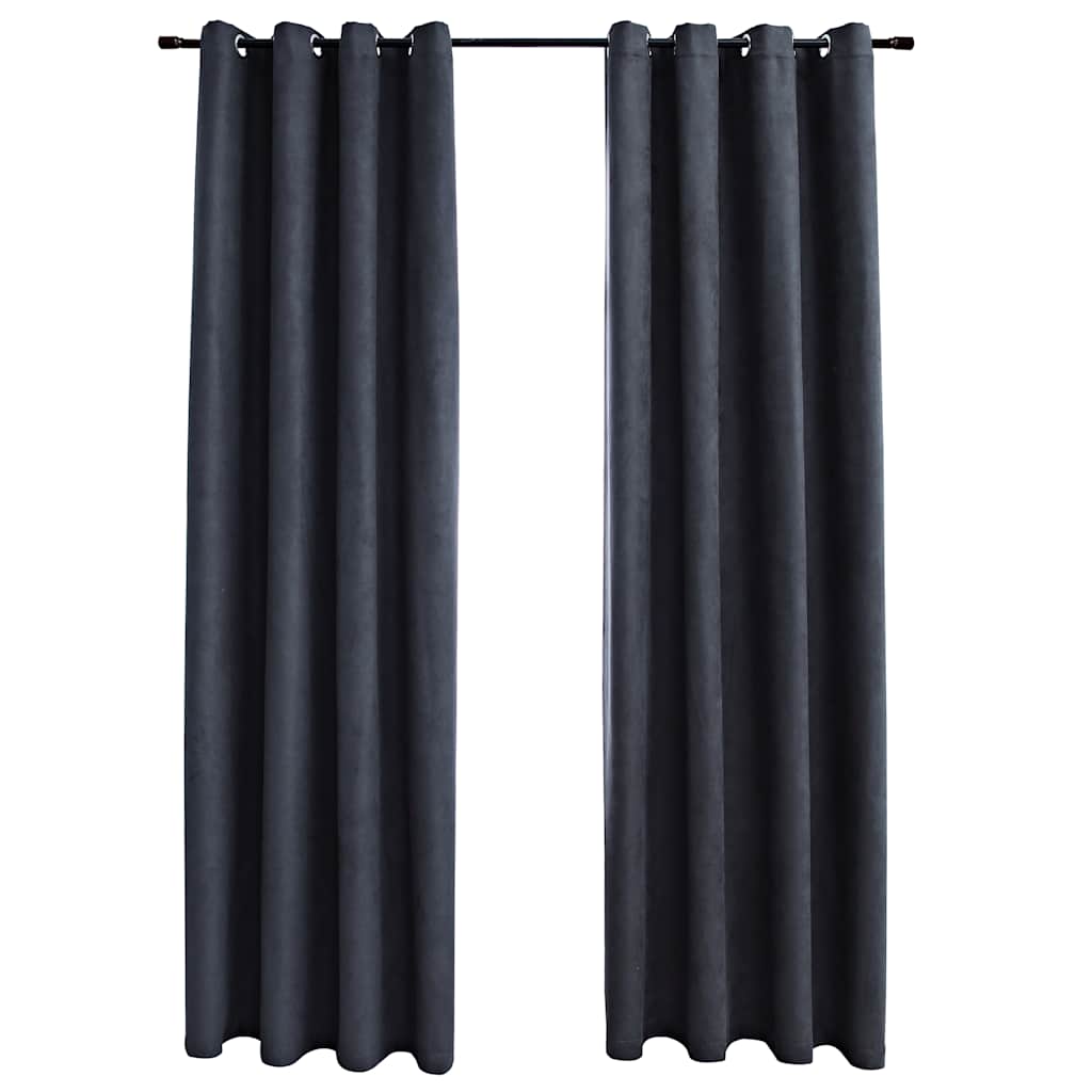 Vidaxl rideaux Blackout avec anneaux 2 ST 140x175 cm anthracite